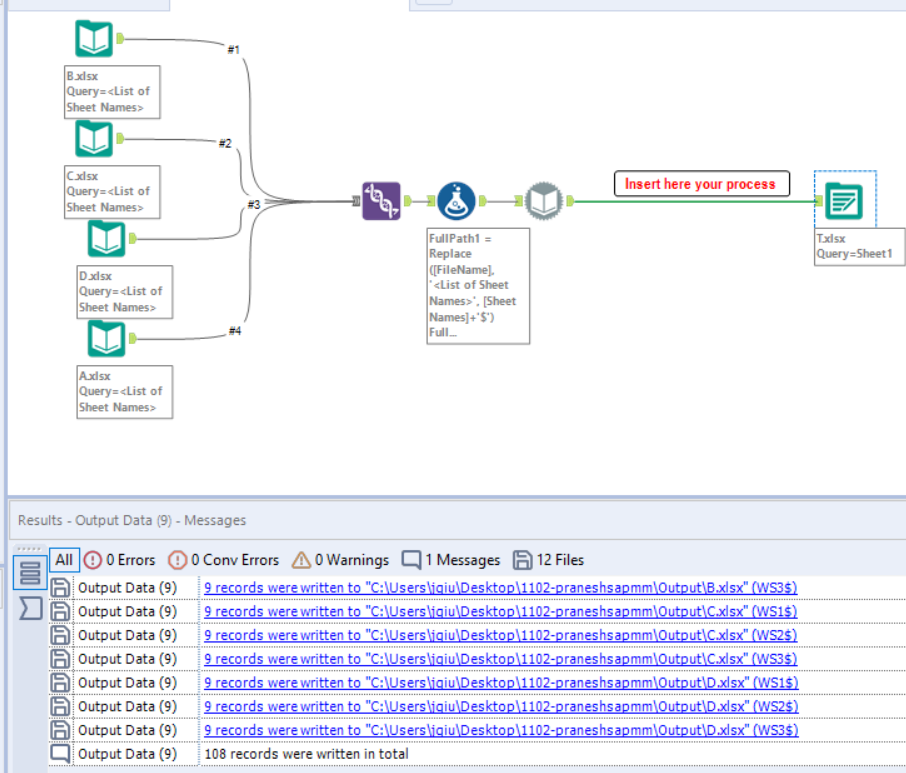 Creating multiple files in different excel files - Alteryx