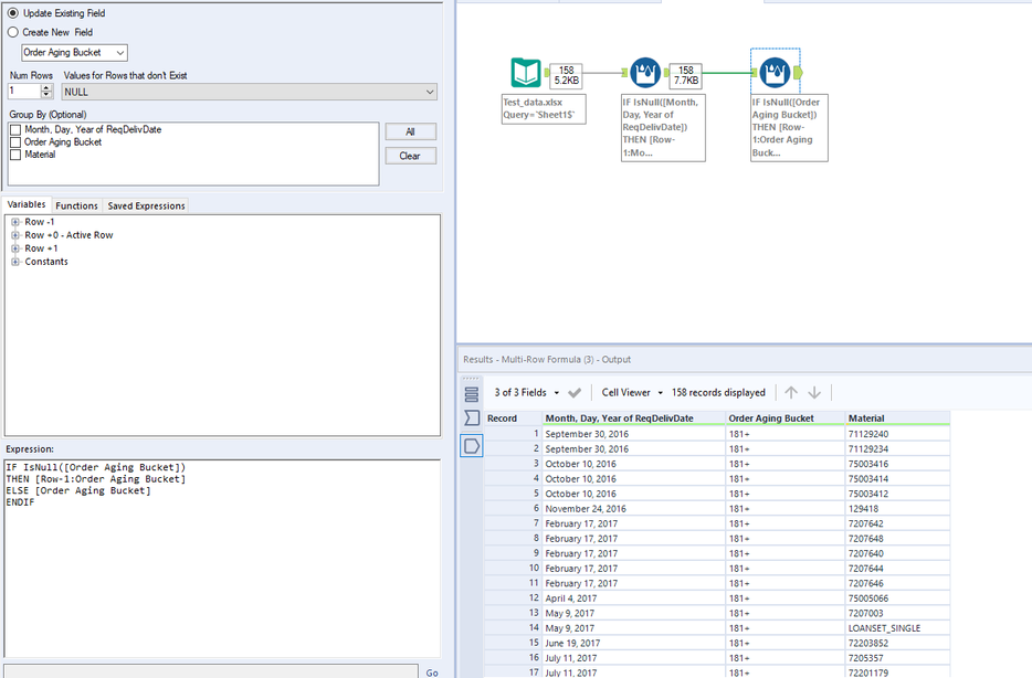 Un-merge data in first two columns - Alteryx