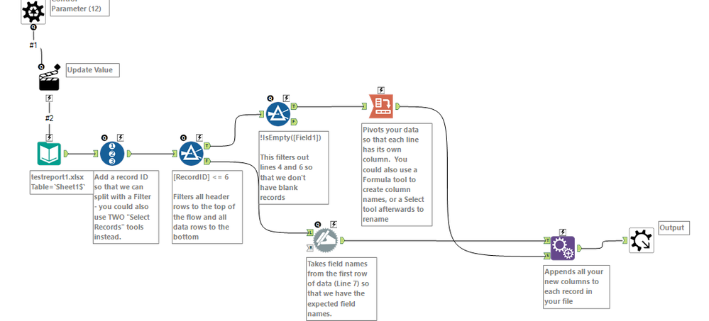 Moving rows into column for multiple files - Alteryx