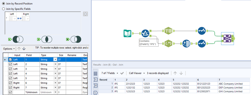 Joining two streams of data with different number of columns on top of ...