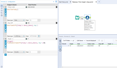 Subtract 1 from target value every n days - Alteryx