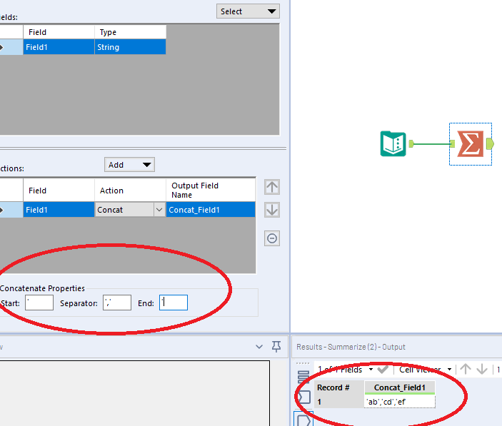 Convert Multiple rows to single variable - Alteryx