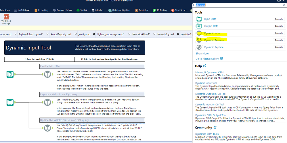Dynamic Input and Rename - Alteryx