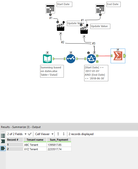 Summing records based on Start and End Date - Alteryx