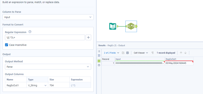 Regex function to return string between 2 charactes - Alteryx