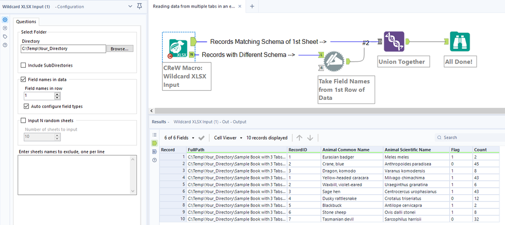Reading data from multiple tabs in an excel input file - Alteryx