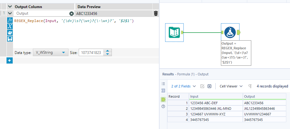 Removing trailing text and formatting the column - Alteryx