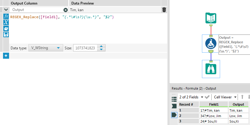 Remove leading characters using multi field formula - Alteryx