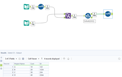Comparing two datasets - Alteryx