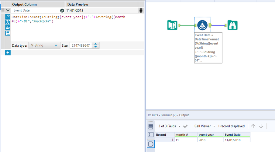 How to create a Date field using existing year and month fields - Alteryx