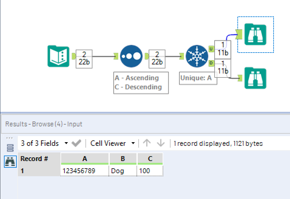 Merging duplicate records with a transform - Alteryx