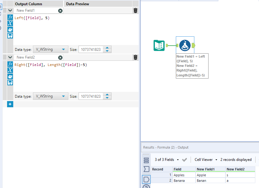 How to split the characters into two different columns - Alteryx