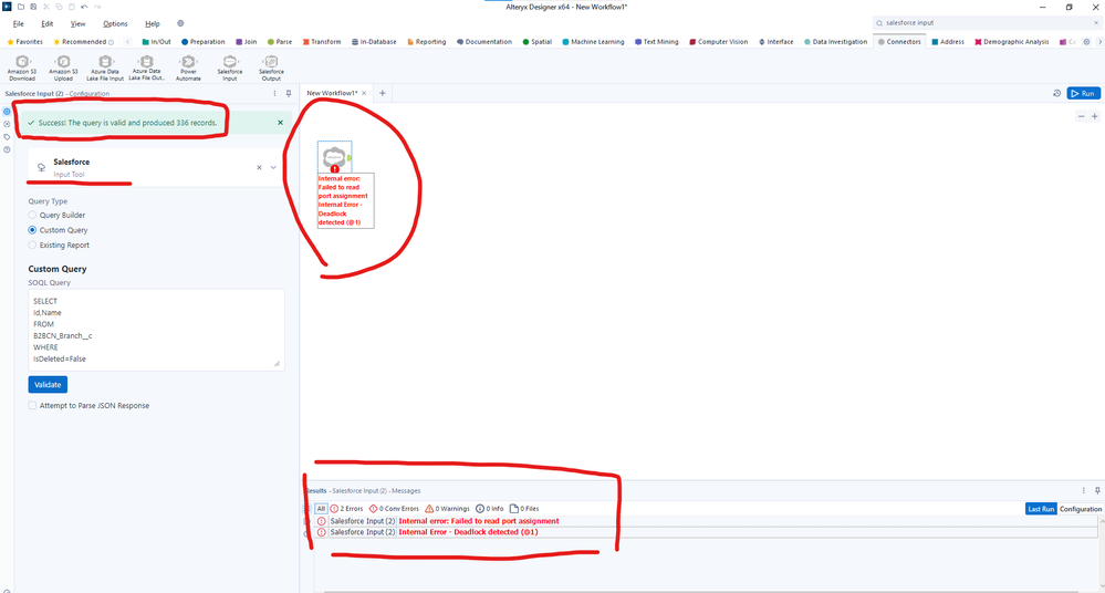 Internal Error occured when running Salesforce Input tool - Alteryx
