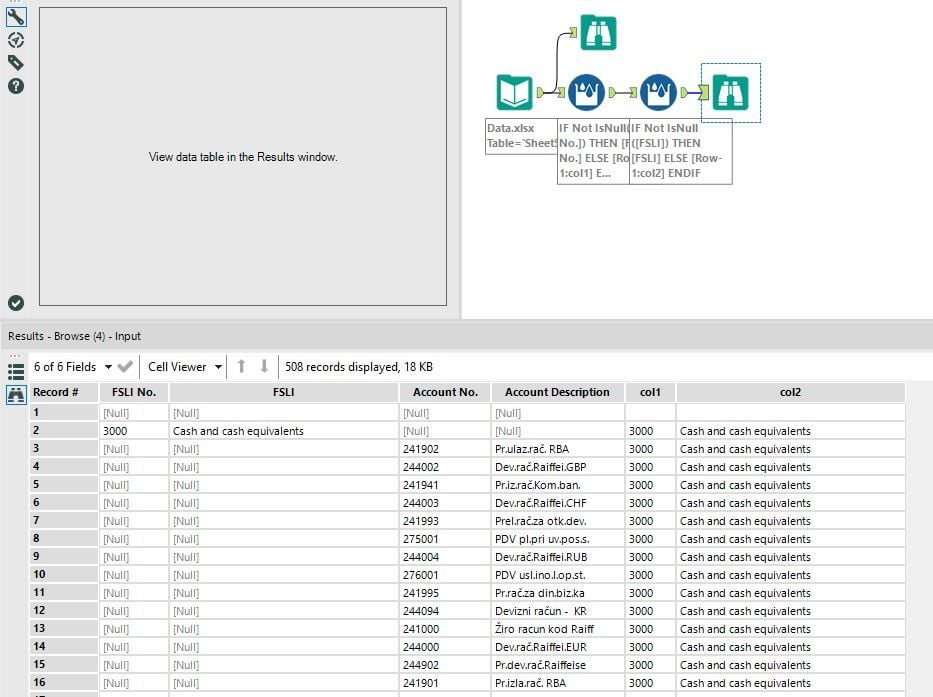How to copy cell value to blank rows below - Alteryx