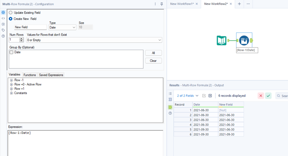 Previous row with Multi row formula - Alteryx