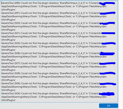 Error message from Analytic App using Sharepoint inputs - Alteryx