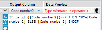 Type mismatch in operator + - Alteryx