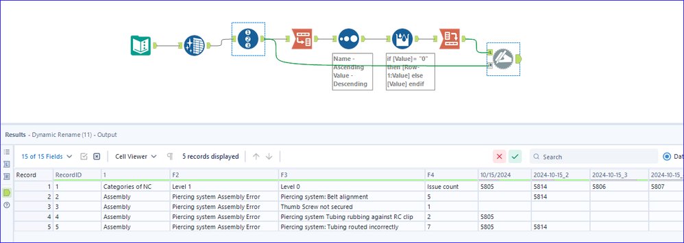 Replace specific value in a column with first-row value - Alteryx