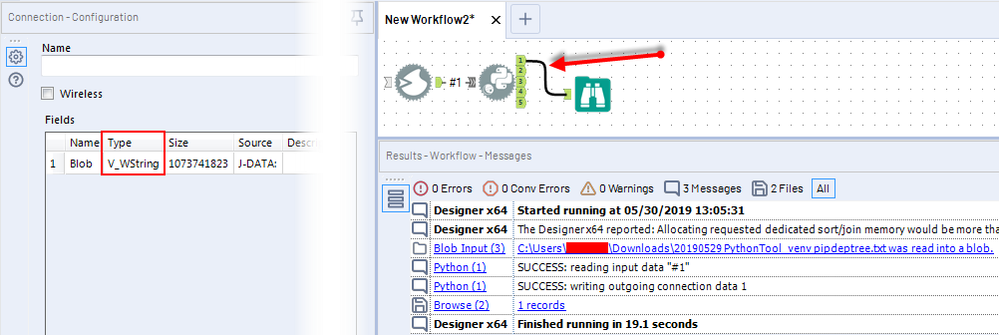 How to output Blob field from Python tool - Alteryx