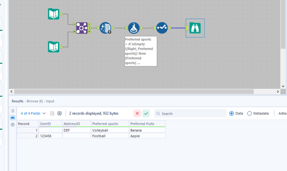 Combining two data sets using two different fields - Alteryx