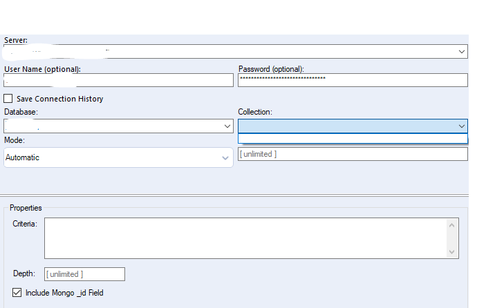 MongoDB connection does not fill in collection drop down - Alteryx