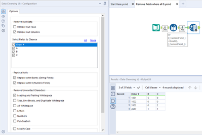 How to remove columns that are all zeros - Alteryx