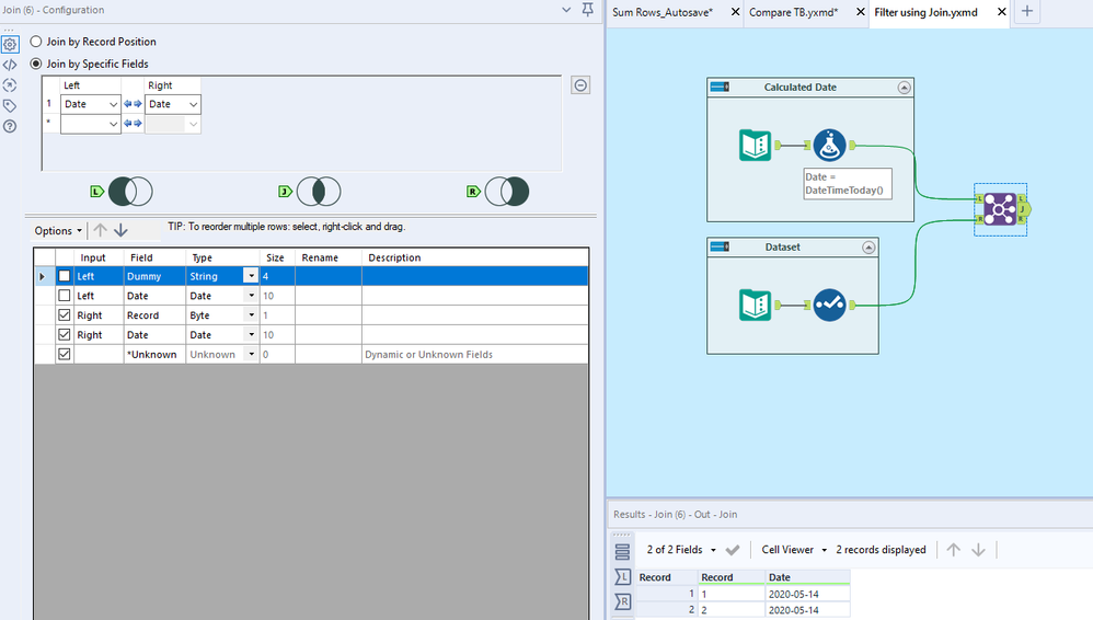 Update filter to match dynamic condition - Alteryx