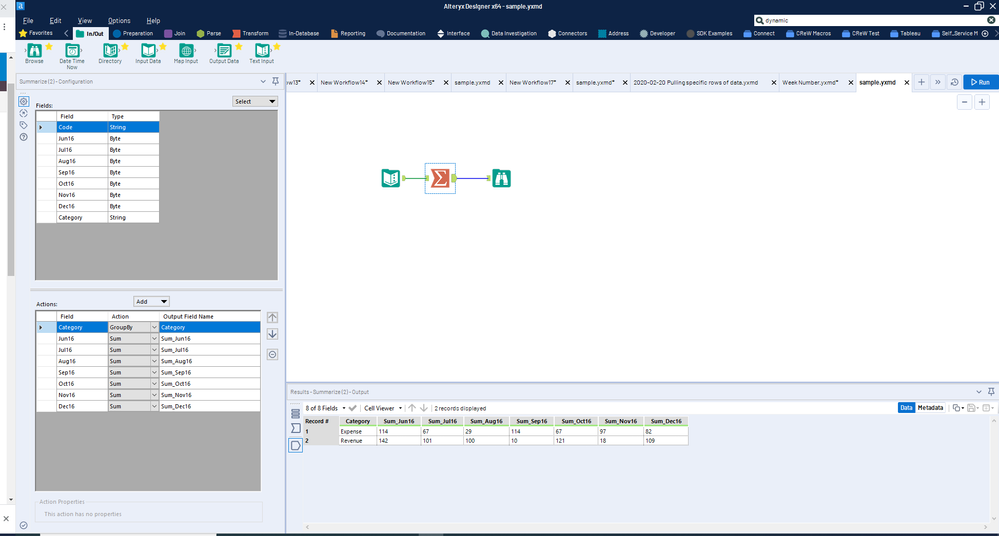 Sum of fields based on a category - Alteryx