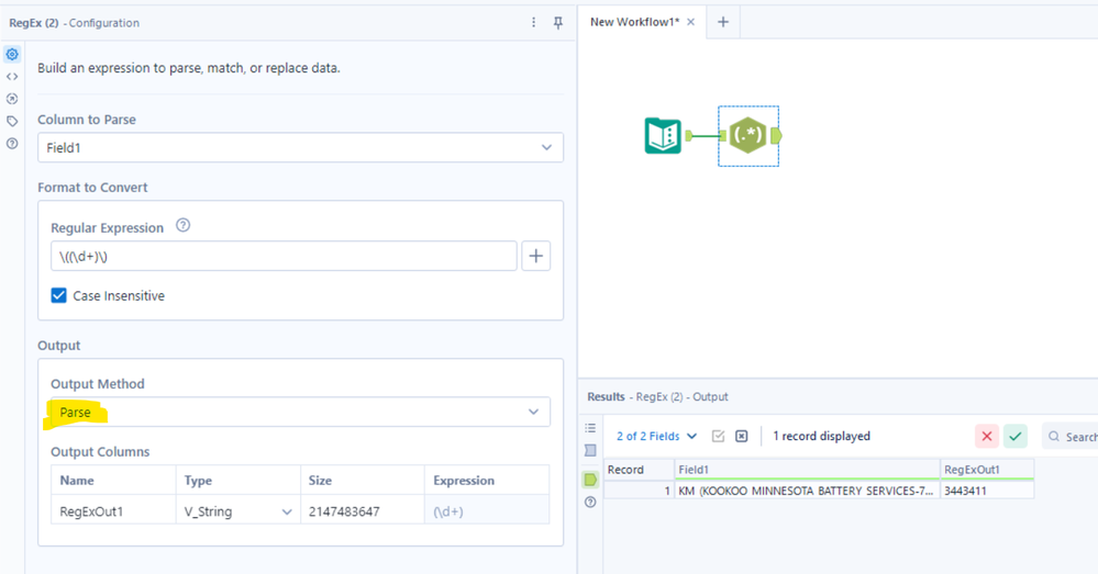 Parse out number using RegEX - Alteryx