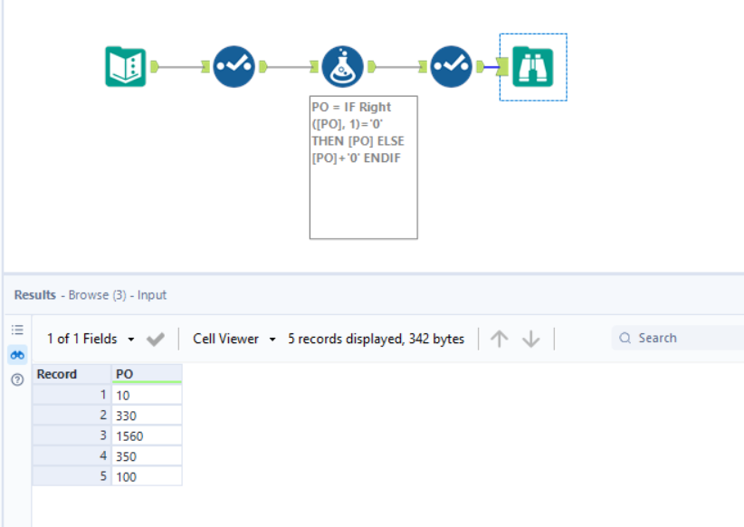 How to add 0 to number following a condition - Alteryx