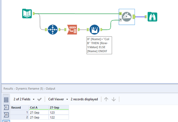 Dynamic Rename Tool Designer| Dynamic rename of field using another field's first row of ...
