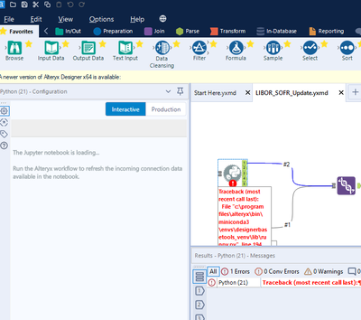 python tool jupyter notebook loading error - Alteryx