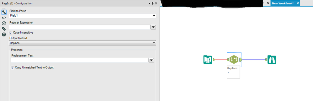 Remove single character between spaces in a string - Alteryx