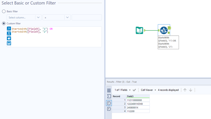 Filtering one and two series only - Alteryx