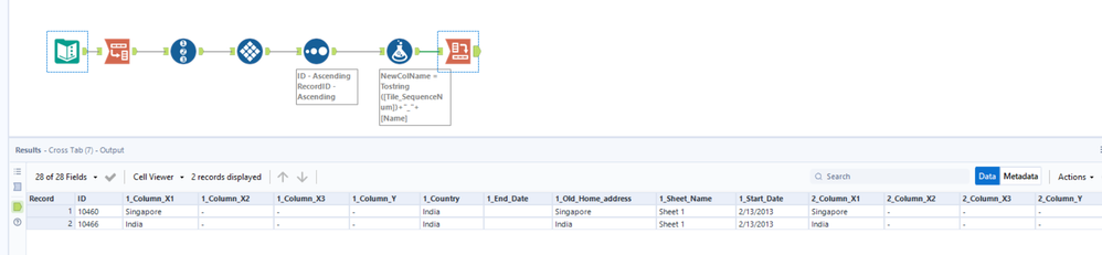 Move the data in rows to a single row - Alteryx