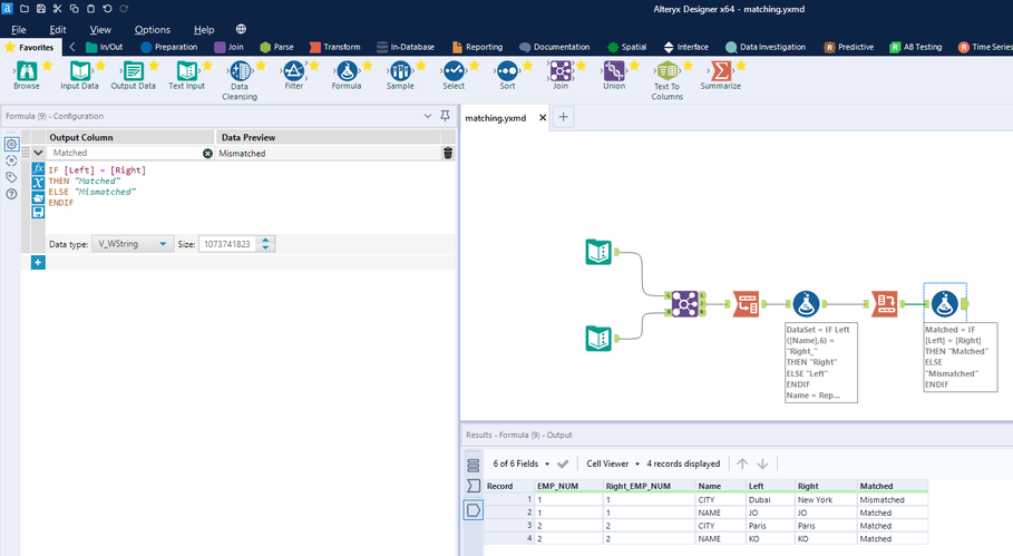 Compare Data in 2 Sources with a primary key - Alteryx