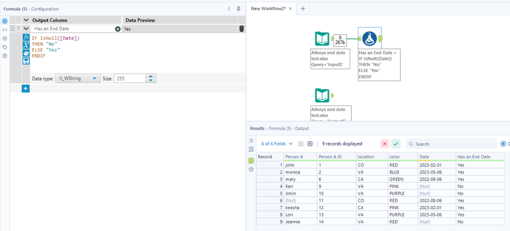 Create a new column based on if column X has a value - Alteryx