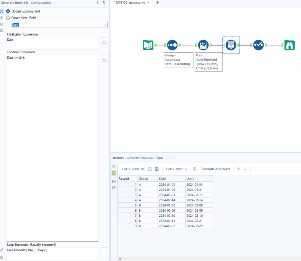 How to use the generate rows tool to add in missing date values? - Alteryx