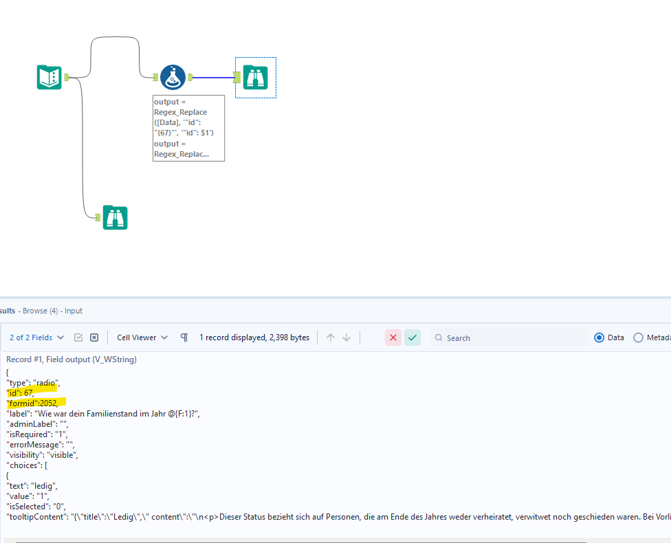 Undesired characters in the string output - Alteryx