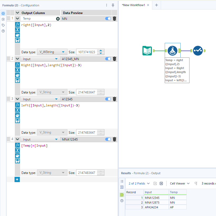Interchange string value and replace - Alteryx