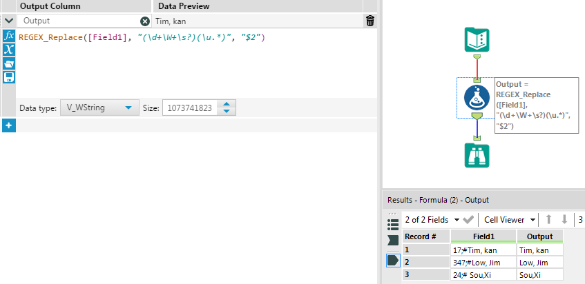 Remove leading characters using multi field formula - Alteryx