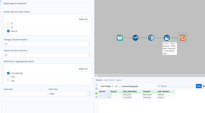 Removing duplicate rows and Transposing into colummns - Alteryx