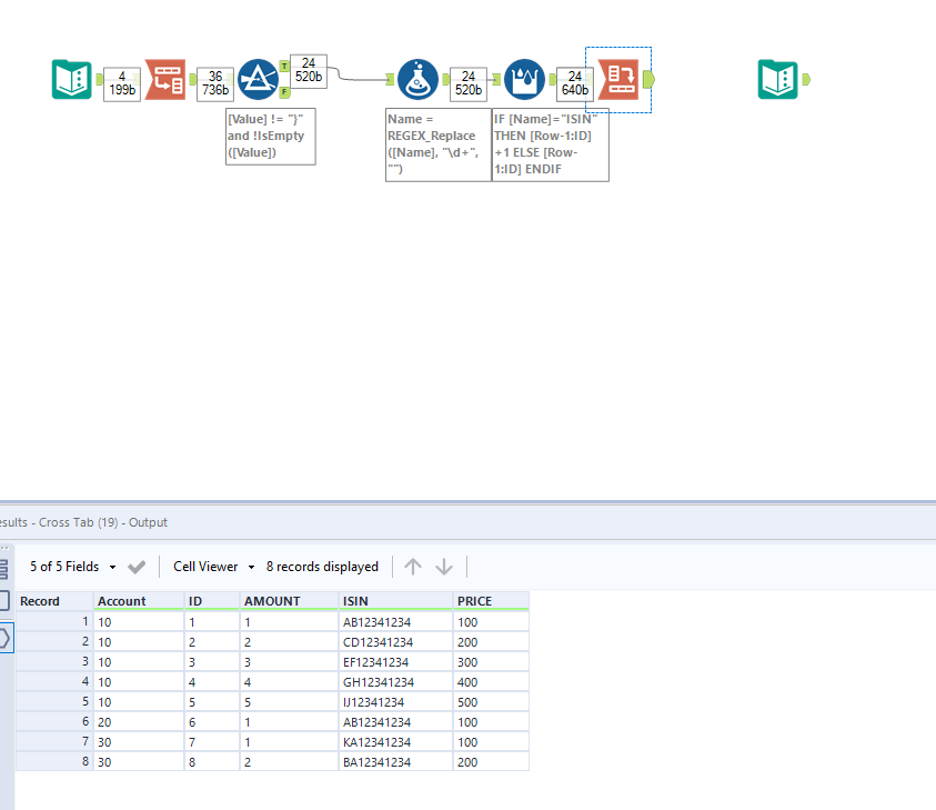 Freezing first line columns to rows - Alteryx