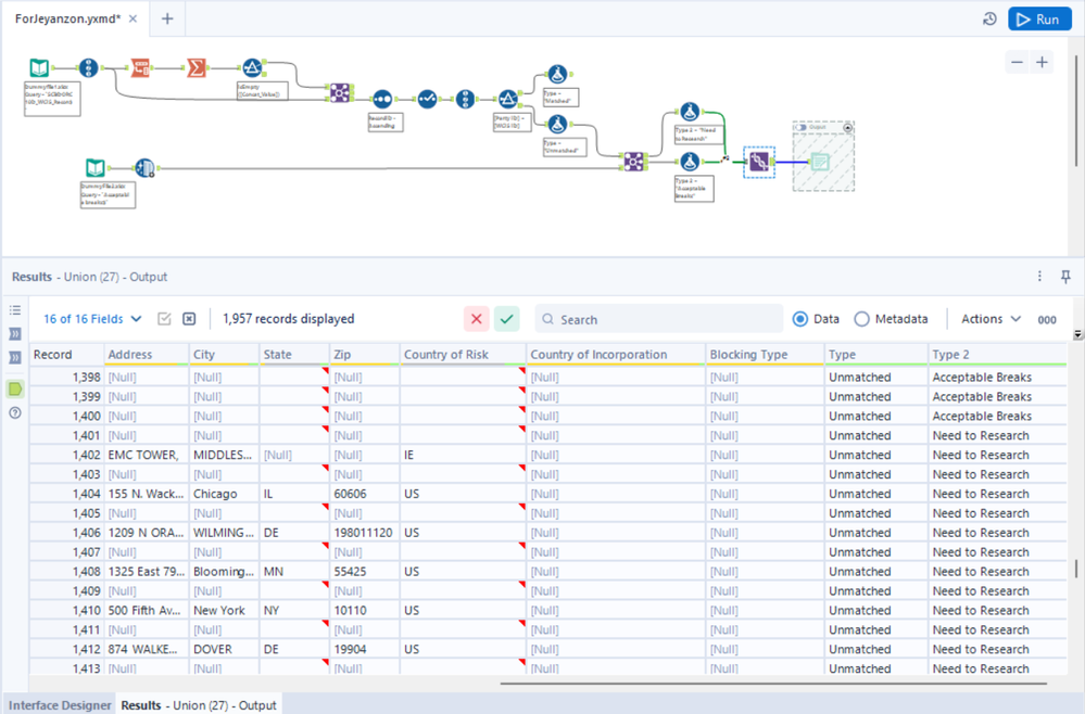 Multiple Filter and remove null rows - Alteryx