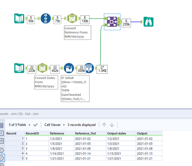 Changing reference dates to match with the main table. - Alteryx