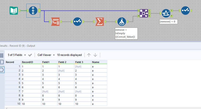 Remove Empty Rows - Alteryx