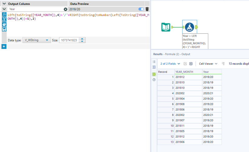 Create a new column for YEARS - Alteryx