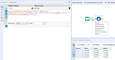 How to add two time fields (24 hour format) in Alteryx ? Please help ...