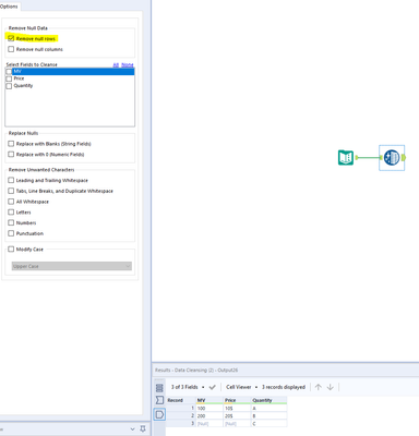 Remove null cells across multiple fields - Alteryx