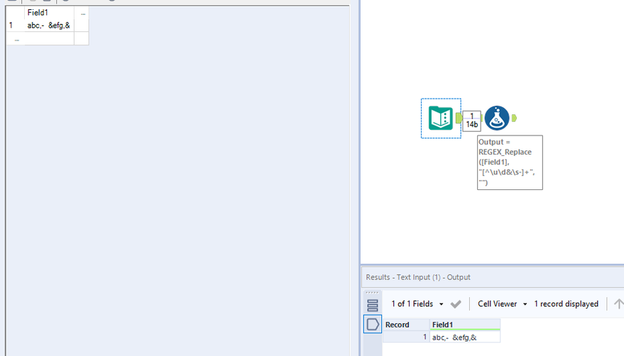 Remove all special characters/punctuations except for - and && - Alteryx
